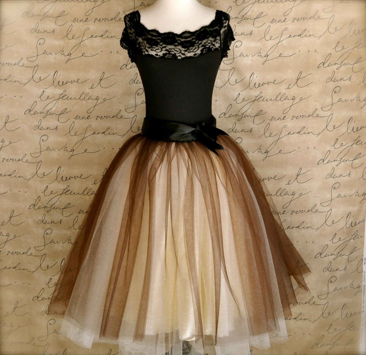 Chocolate brown and cream tutu for women. One of our popular
