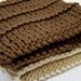 Knit Cotton Spa Face Cloths Washcloths Set Cafe Au Lait Brown and Ecru