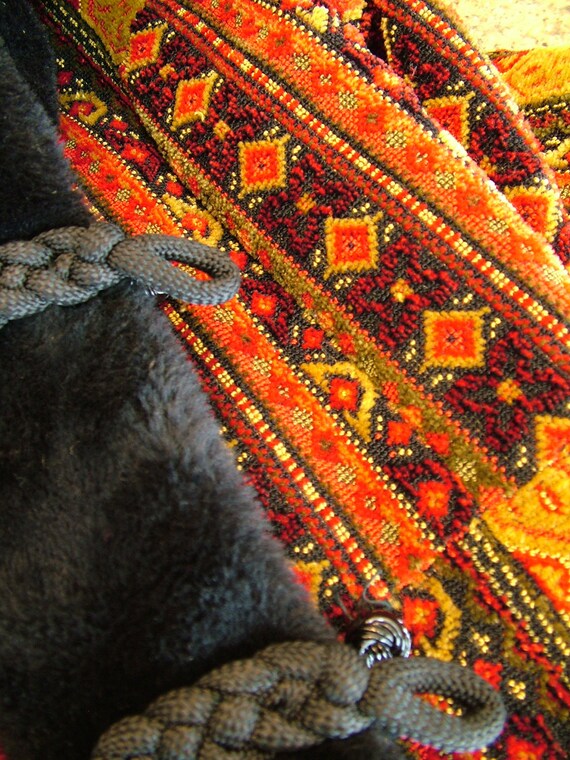 1960s 1970s Multicolored tapestry hippie coat jacket winter