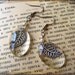 Crystal clear water drops earrings - oval glass cabochons ,antiqued silver leaves, pearls