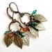 Fruitful tree earrings - brass leaves, Czech crystals