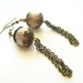 Bronze Fringe Earrings - vintage lucite beads, flower caps, bronze