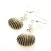 Pearl Shell Earrings- antiqued silver tone charm, glass pearl