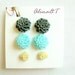 Flower Stud Earrings - Sea Foam -Set of Three Pairs, Light Neon Blue, Grey, Ivory, Dahlia and Rose stud earrings