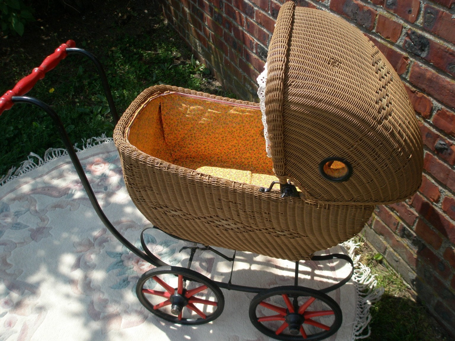 Antique wicker doll carriage online