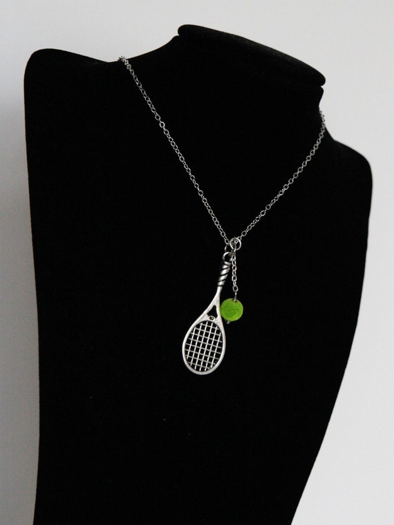 Tennis Racket and ball Necklace N229 Exercise More