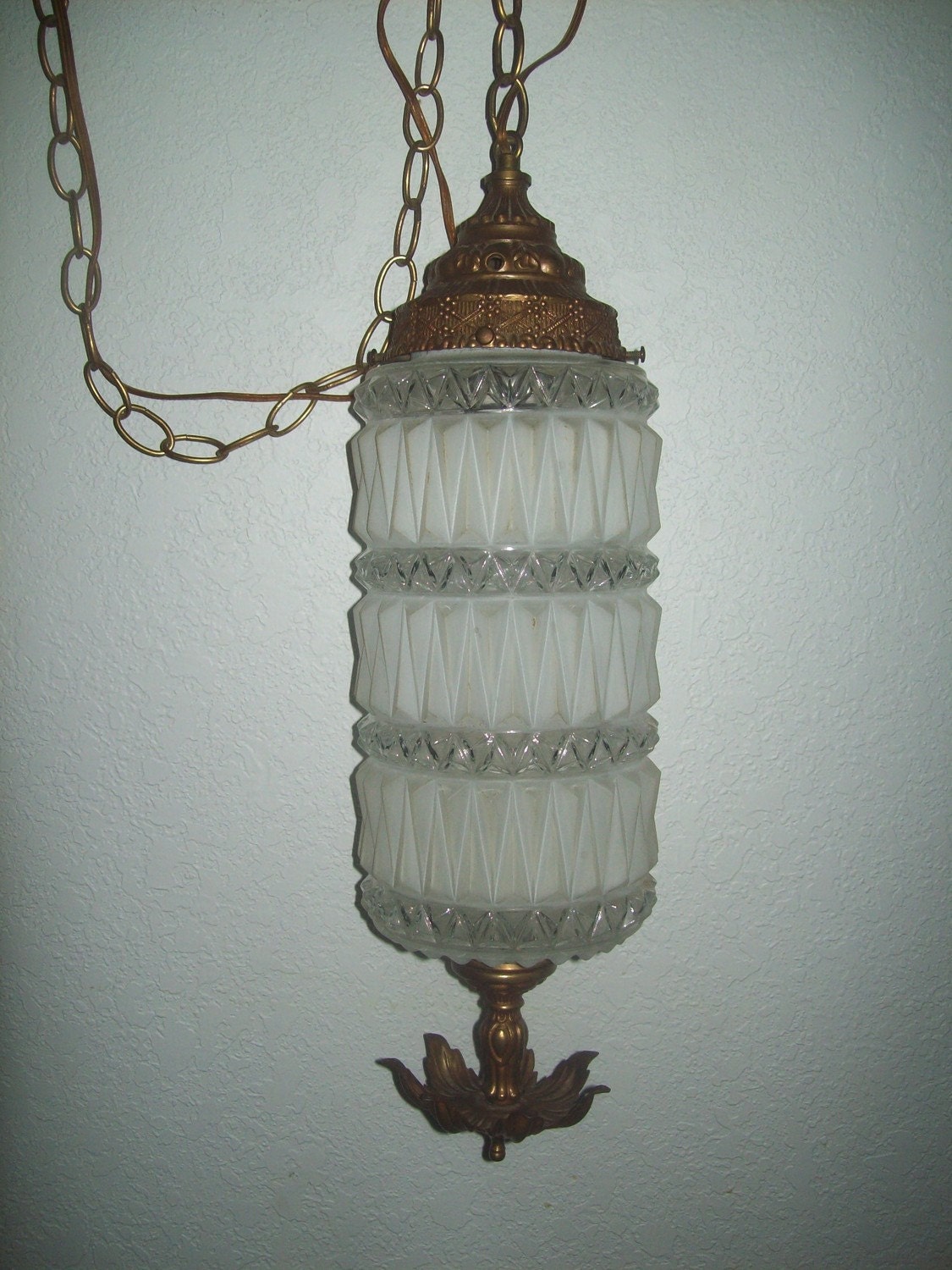 Vintage Glass Swag Lamp