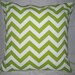 Decorative Pillow Cover. Green. White. Chevron. Zig Zag. 18 x 18. Accent Pillow Cover