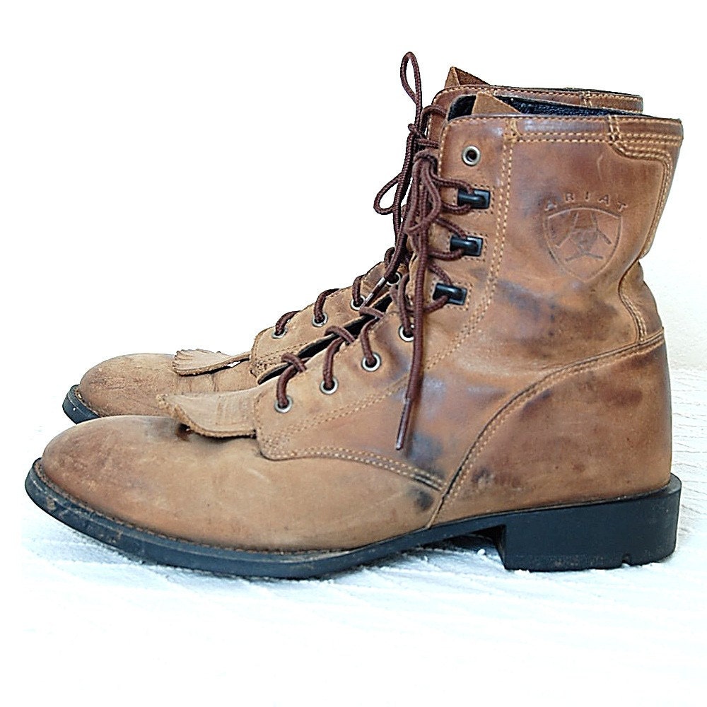 80s brown leather ROPER style hipster boots by digvintageclothing