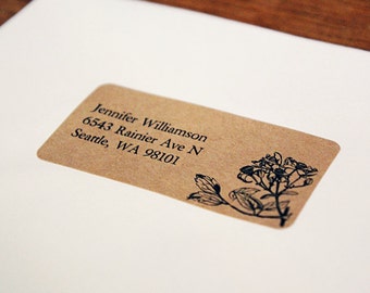 Custom Return Address Labels - Floral 02, Floral Address Labels, Rustic Wedding Return Address Labels, Flower Return Address Labels