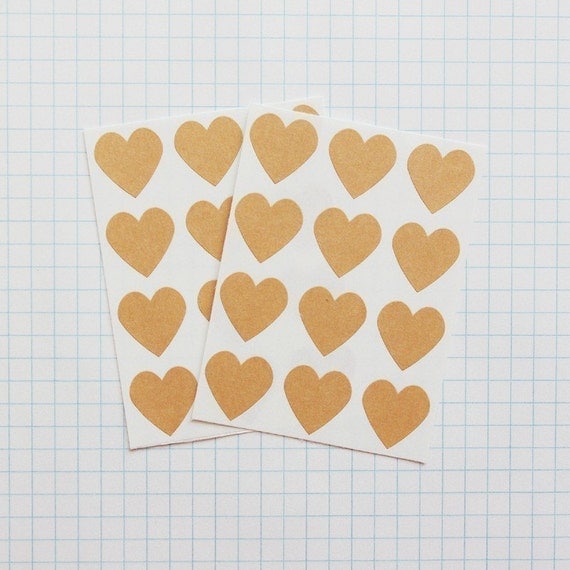 Brown Kraft Heart Envelope Seal Stickers by packagery on Etsy