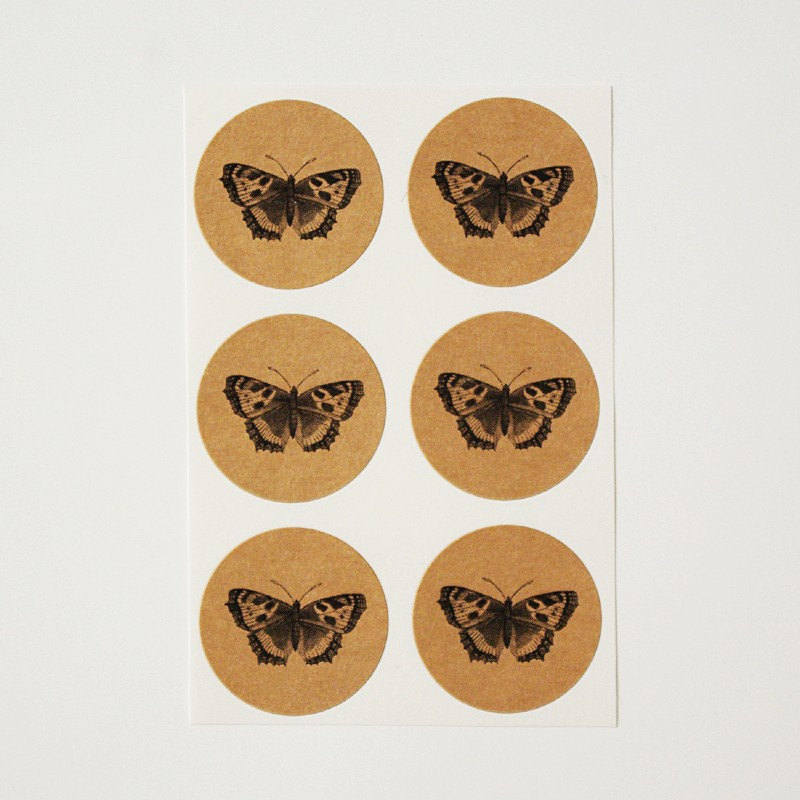 Butterfly Envelope Seal Stickers in Brown Kraft Kraft