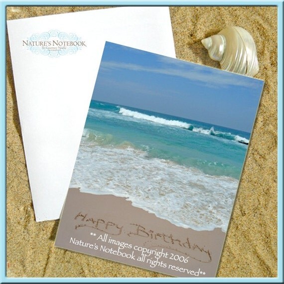 Items similar to Sand Art Happy Birthday written in the sand Card Set