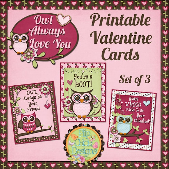 Owl Printable Valentine Cards