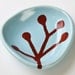 ceramic dish - berry branch in crimson red and sky blue
