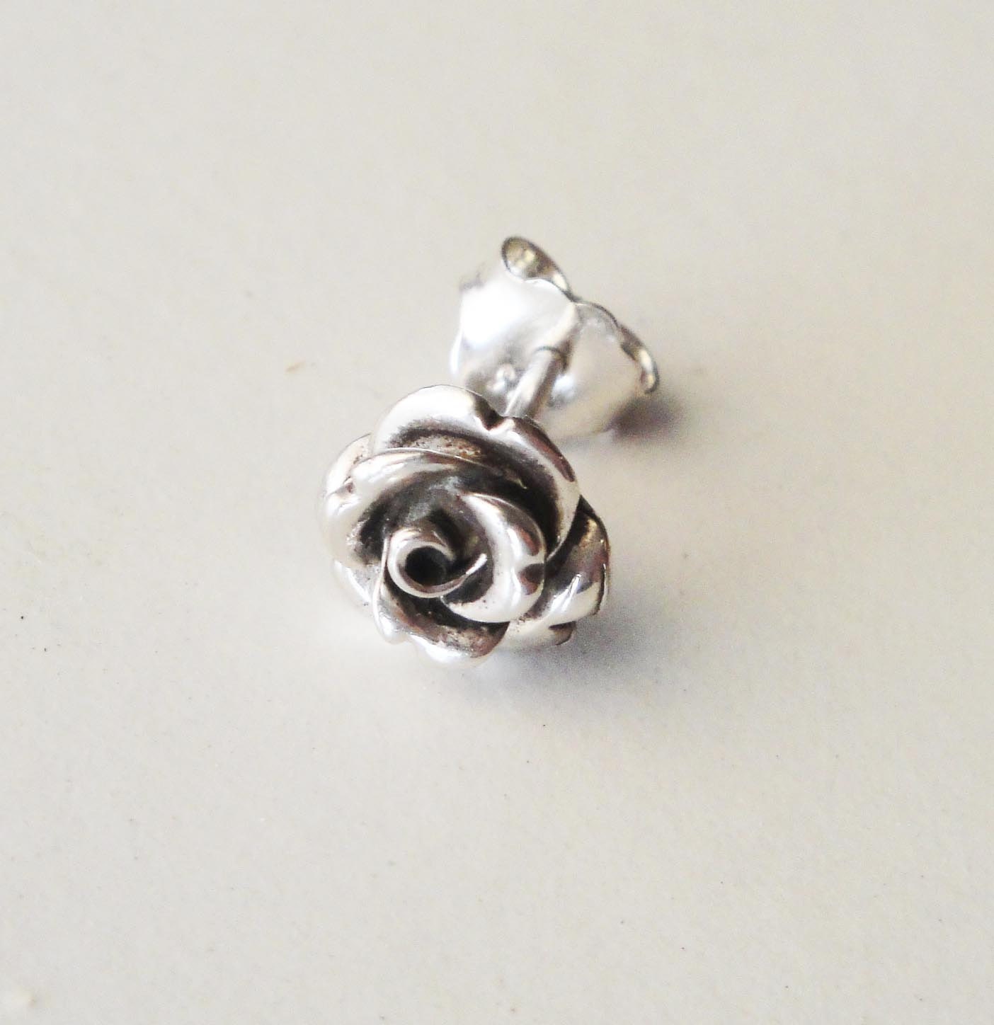 Rose stud earrings rose earrings oxidized sterling silver