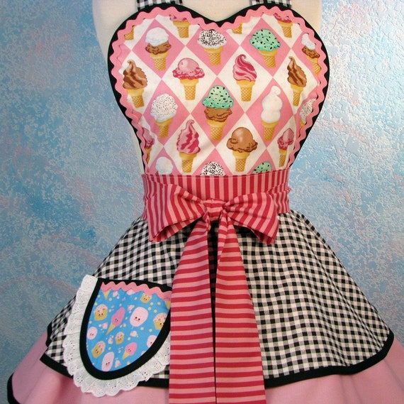 Cute Ice Cream Shop Waitress Apron