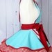 Dotties Diner Retro 50s Diner Waitress Apron Aqua and Red