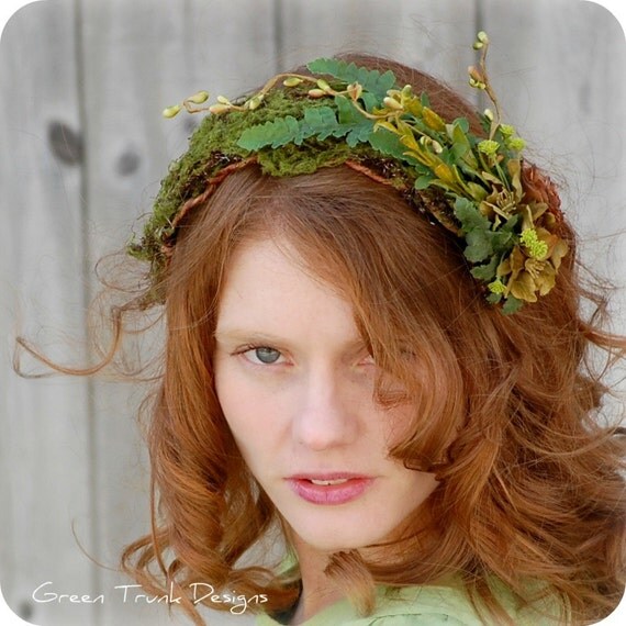 headpiece Green  fairy Fern moss Headpiece Woodland wedding Hat Fairy Headband