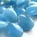 Jade Beads 18 X 12mm Smooth Iridescent Aquamarine Blue Jade Teardrops - 4 Pieces