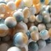 Oyster Beads 6mm Brilliant Natural Iridescent Teal Gold & White Smooth Rounds - 16 inch strand