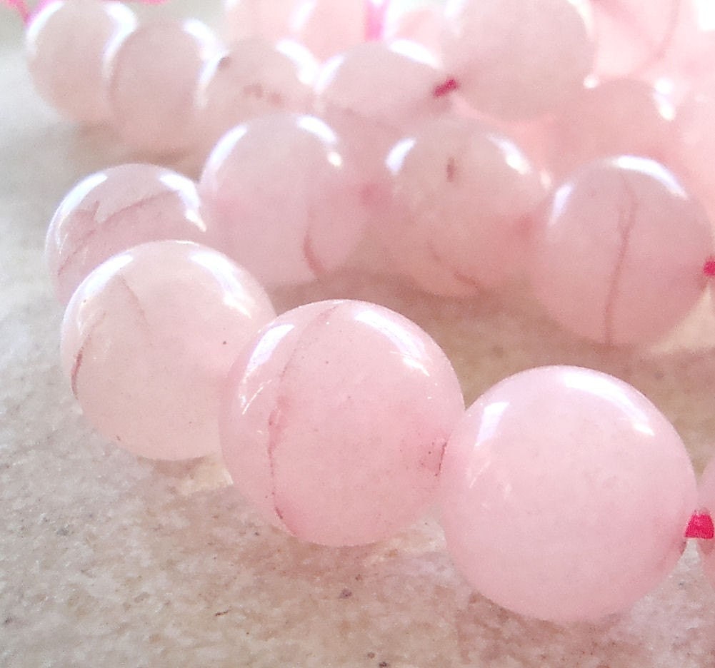 Rose Quartz Beads 14mm Powder Pink Quartz Smooth Round Beads