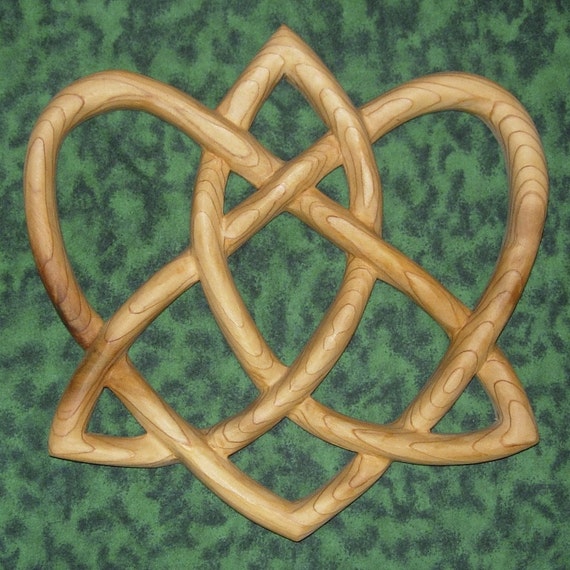 Trinity Love Knot HeartShaped Celtic Wood Carving Irish