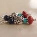 Navy Blue Stone and Turquoise Sterling Silver Earrings, Natural Dumerterite Stone, Red Jasper, Dangle Earrings