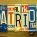 OoAK new England PATRIOTS NFL football sports upcycled recycled license plate art sign tomboyART tomboy superbowl Tom Brady