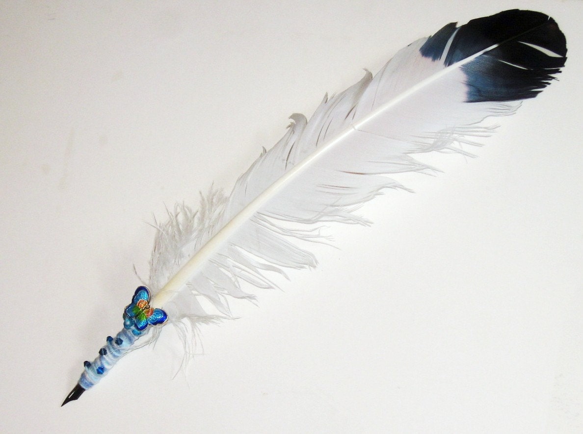 Items similar to Eagle Feather Quill Pen - Butterfly Themed on Etsy