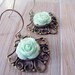 Mint green floral earrings / Dangle earrings in vintage style