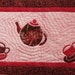 Quilted Table Runner -- Four Teacups and and a Teapot are Dancing in Pink and Brown