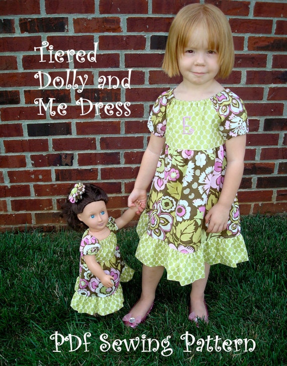 Tiered Peasant Dress  with Doll Dress  PDF  Sewing Pattern  with