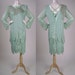 Beaded Dress / 1980s / 80s does 20s / Pastel Aqua / Rhinestones / Bugle Beads / Large B40