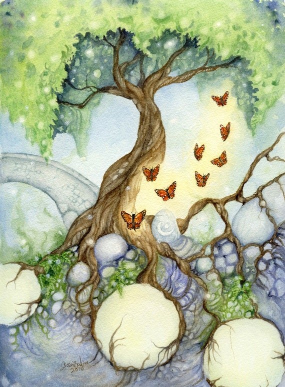 Items similar to Fantasy Fine Art Print - 8.5x11 - The Butterfly Tree