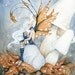 9x12 Fantasy Art Original Watercolor Painting, Memory of Autumn