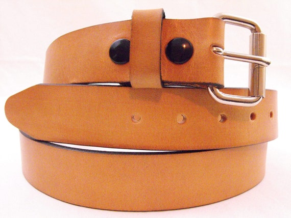 1 1/2 Harness leather belt American made Blonde tan with