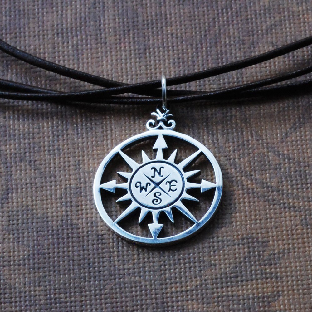 Compass Rose Necklace Compass Rose Pendant Sterling Silver