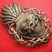 Antiqued Mexican Sarcred Heart Icon Silver Locket Pendant with Thorns