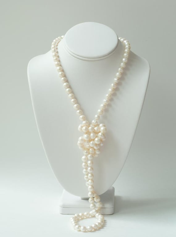 Long real pearl necklace without clasp 48 inch long