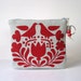 Red Scandinavian Print Recycled Denim Changepurse with Key Ring