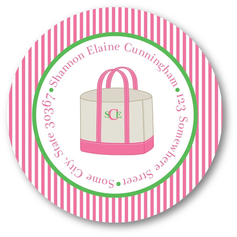 Monogram Tote Bag Address Label Stickers
