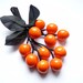 1980s Orange Pin 4 Inches with Black Leaves