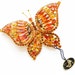 Juliana D & E Butterfly Pin in Orange Yellow Rhinestones 4 Inches