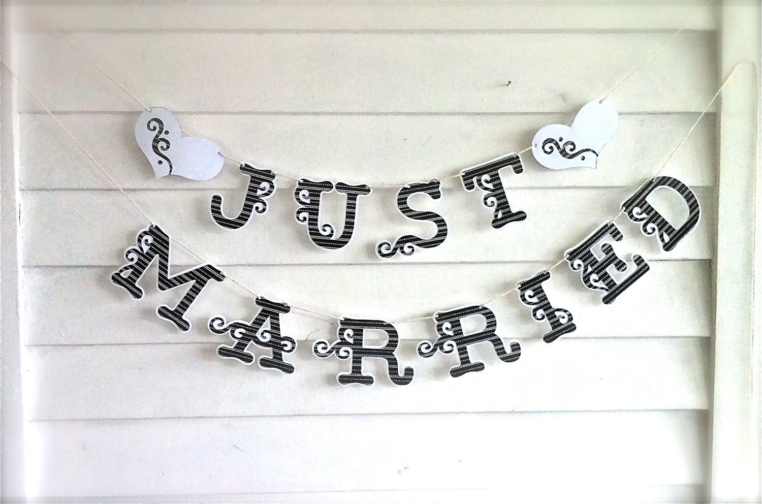 Just Married Banner Glitter Just Married Garland Sparkle