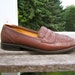 vintage brown leather slip ons // penny loafers // shoes size 10