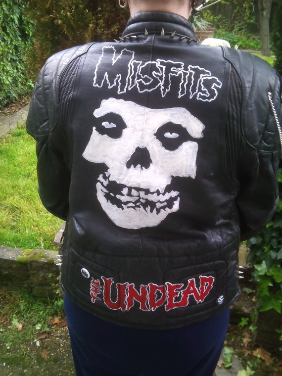 Hand Painted Studded Misfits Jacket The Undead by Gothling