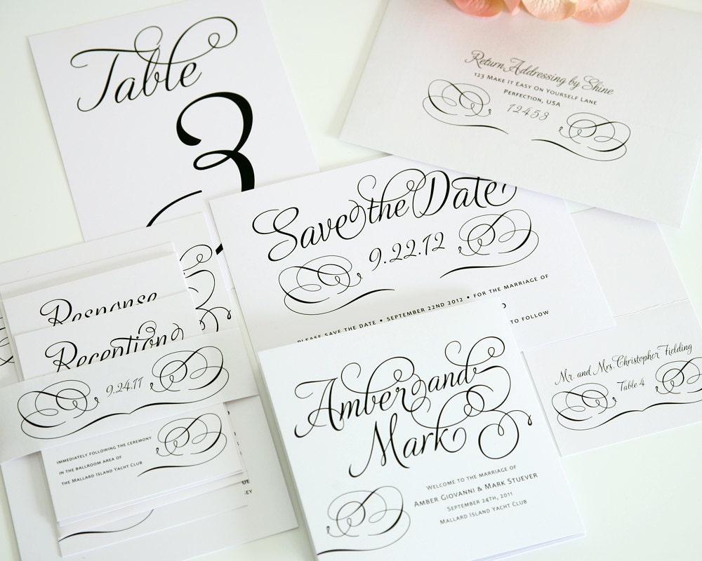 Complete Wedding Invitation Package Charming by ShineInvitations