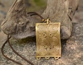 African Rectangle Pendant on leather cord