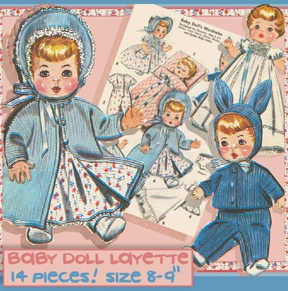 89 inch Baby Doll 14 pc Layette DOLL CLOTHES by eVINTAGEpatterns